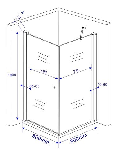 Rahmenlose Duschkabine “Deto-Fix” mit fester Seitenwand und Easy-Clean Beschichtung - 5