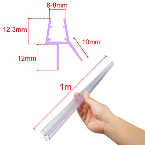 3 x 100 cm H-Typ Duschdichtung für 6 – 8 mm Glasdicke - 2