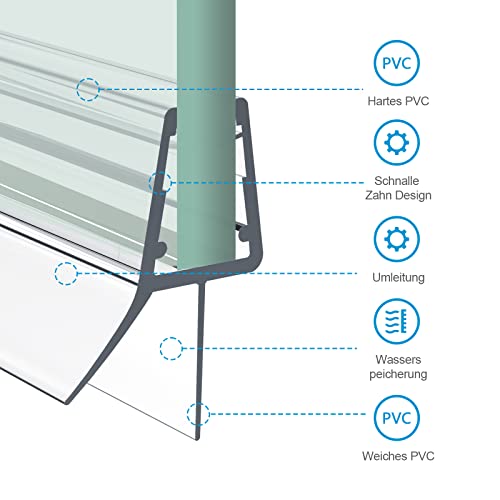 1 x 100 cm Duschdichtung für 4 – 6 mm Glasdicke - 3