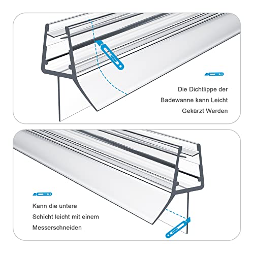 1 x 100 cm Duschdichtung für 4 – 6 mm Glasdicke - 4