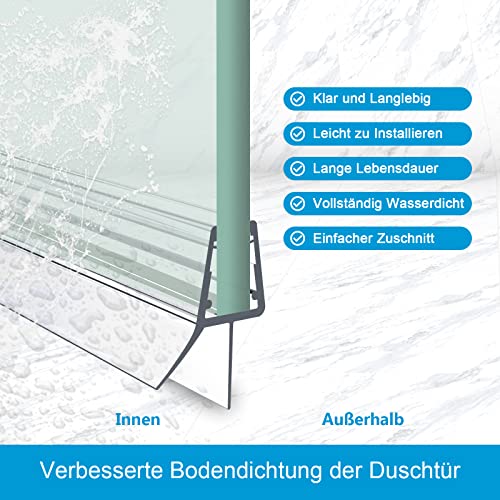 1 x 100 cm Duschdichtung für 4 – 6 mm Glasdicke - 6