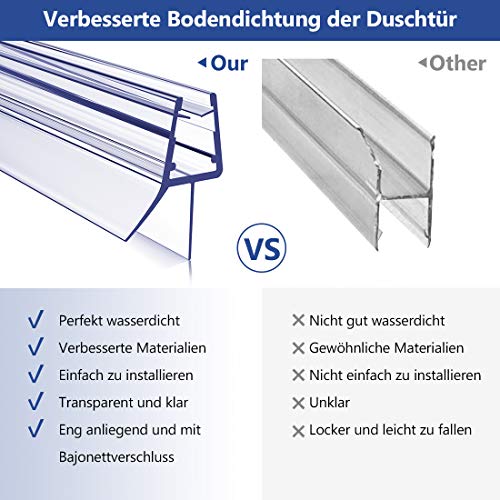 1 x 100 cm Duschdichtung für 7 – 8 mm Glasdicke - 4