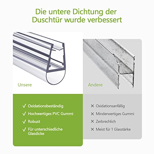 1 x 100 cm Duschdichtung für 4 – 6 mm Glasdicke - 3