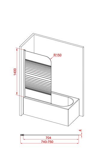 Badewannenaufsatz BLACK LINES in matt schwarzem Design - 6