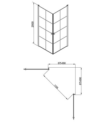 Duschkabine CLEAN LINE 90×90 cm in matt schwarz - 7