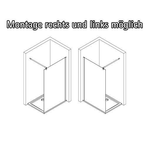 Schulte D369106 68 1660 Duschwand Alexa Style 2.0 Walk In Black Style, 90 x 200 cm, 6 mm Sicherheitsglas Dekor Atelier 1 fixil beschichtet, schwarz matt, Montage auf Duschwanne oder Fliese - 4