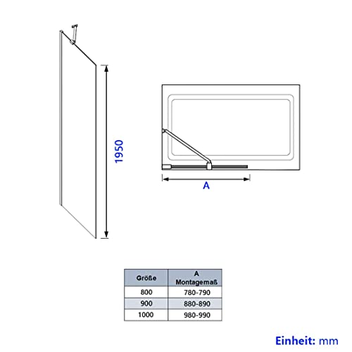 Walk In Duschwand mit schwarzem Rahmen und Nanobeschichtung - 6