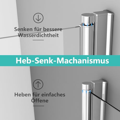 IMPTS Duschkabine faltbar Eckeinstieg 70x70 cm Doppel Duschtür Falttüren Falttürkabine 6mm Sicherheitsglas 185cm Höhe,OHNE Duschwanne - 6