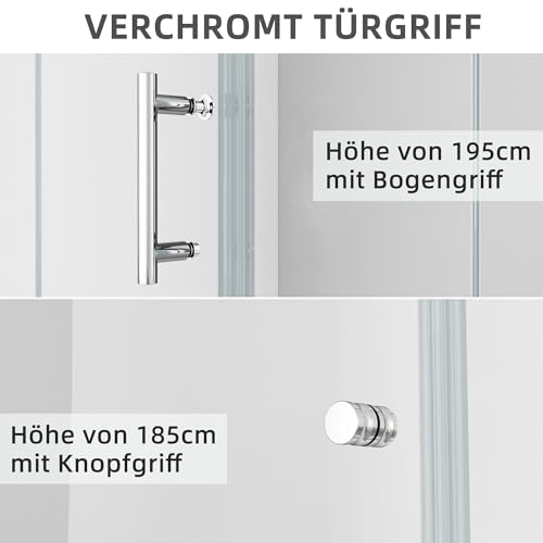 IMPTS Duschkabine faltbar Eckeinstieg 70x70 cm Doppel Duschtür Falttüren Falttürkabine 6mm Sicherheitsglas 185cm Höhe,OHNE Duschwanne - 7