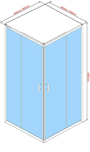 Oimex OT Eckeinstieg Duschkabine ohne Tasse 80x80 oder 90x90, 180 cm mit Verstellbereich, Echtglas, Schiebetüren mit Rollen, Größe: 80 x 80 x 180cm, Farbe: Klar - 3