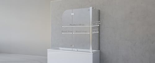 Schulte Badewannenfaltwand Angle, 2-teilig 112 x 142 cm mit Seitenwand für 70 cm Badewanne, 5 mm Sicherheitsglas (ESG) Klar hell, Chromoptik, D693477201 41 50 - 4