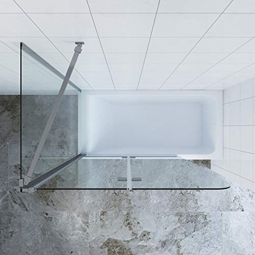 AQUABATOS® Eck Duschtrennwand Duschwand für Badewanne faltbar Badewannenaufsatz 100 x 140 cm mit Seitenwand 75 x 140 cm aus 5mm ESG Sicherheitsglas mit Nano Beschichtung - 5