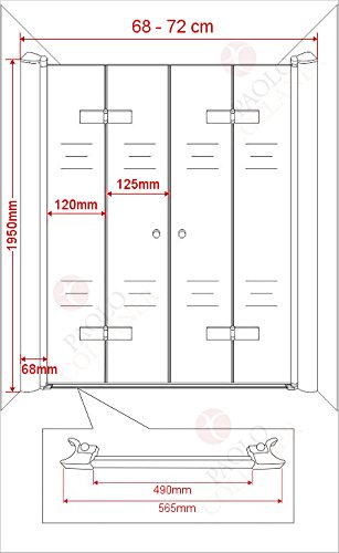 i-flair Satinierte Falttüren 68-160 cm, Duschtür mit 6mm nanobeschichtetem Sicherheitsglas (70cm - Verstellbar: 68-72 cm) - 9