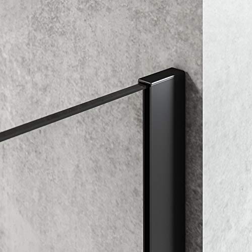 SONNI Duschwand 80x200 cm mit Stabilisator Walk in dusche Black style aus 10 mm Nano Glas,Duschabtrennung auf Duschtassen oder Boden montierbar - 4