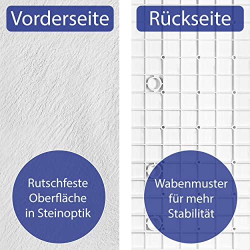 VILSTEIN Design Duschwanne | 80x80 cm | Weiß | Steinoptik | Flach | inkl. SMC Abdeckung | Antirutsch Duschtasse - 3