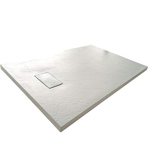 Duschwanne 70x90x2.6 Weiss in Schieferoptik 2,6 cm Höhe aus thermogeformtem Acrylharz - 4