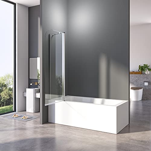 Duschtrennwand für Badewanne 90 x 140 cm Faltwand für Badewanne 6mm ESG Glas Nano Beschichtung Duschtrennwand Badewannenaufsatz - 2