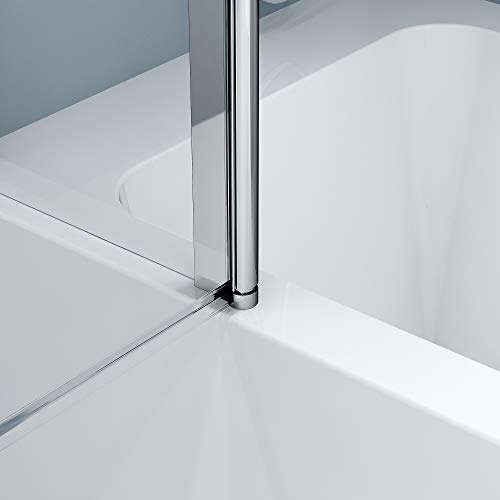 Duschtrennwand für Badewanne 90 x 140 cm Faltwand für Badewanne 6mm ESG Glas Nano Beschichtung Duschtrennwand Badewannenaufsatz - 9