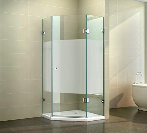 Fünfeckdusche Eckdusche Duschkabine Duschabtrennung Eckdusche Fünfeck Glas, Größe:80 x 80 x 190 cm, Dusche_Amazon:Einstieg DIN links | Gestreift | ohne Duschtasse & Ablauf - 3