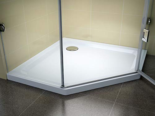 Fünfeckdusche Eckdusche Duschkabine Duschabtrennung Eckdusche Fünfeck Glas, Größe:80 x 80 x 190 cm, Dusche_Amazon:Einstieg DIN links | Gestreift | ohne Duschtasse & Ablauf - 8