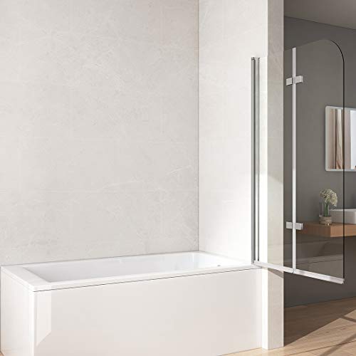 KOBEST 110x140cm Duschabtrennung Badaufsatz Badewanne Duschwand 2-teilig klappbar 6mm Duschwand Badewanne mit beidseitiger Nano-Beschichtung Glas - 5