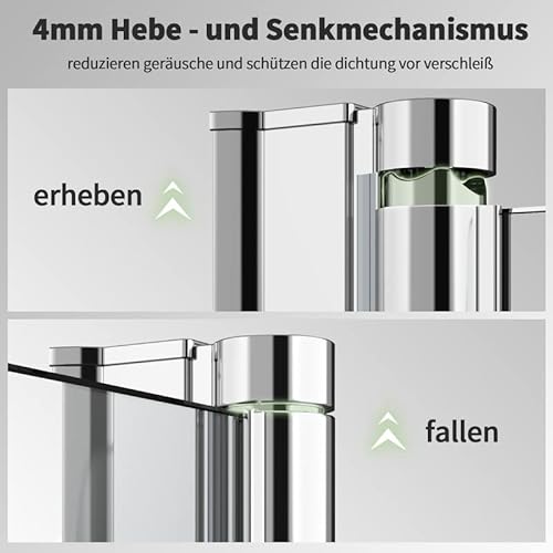 Walk in Duschwand, 70x195 cm Falttür Begehbare Dusche Duschkabine Duschtrennwand 6mm ESG-Sicherheitsglas Nano Beschichtung - 8