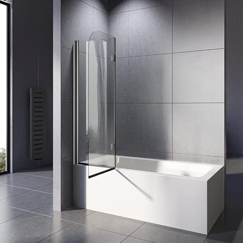 WOWINNE Duschwand für Badewanne 100x140cm, Badewannenaufsatz Duschwand 2-teilig Faltbar Duschabtrennung Badewanne mit 6mm NANO ESG-Glas - 3
