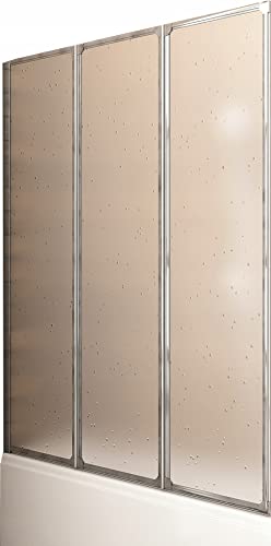 VBChome Faltwand 120 x 140 cm Alufarben Duschabtrennung Faltwand für Badewanne Duschwand Badewannenaufsatz Badewannenfaltwand 3-teilig ohne Antikalk-Versiegelung - 2