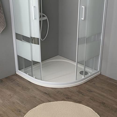 Gebogene Duschkabine 90x90 cm 4 mm siebgedrucktes weißes Glas | Venere - 3