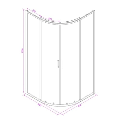 Gebogene Duschkabine 90x90 cm 4 mm siebgedrucktes weißes Glas | Venere - 4