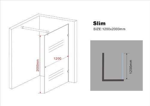 Duschwand “SLIM 120” mit Nanobeschichtung - 4